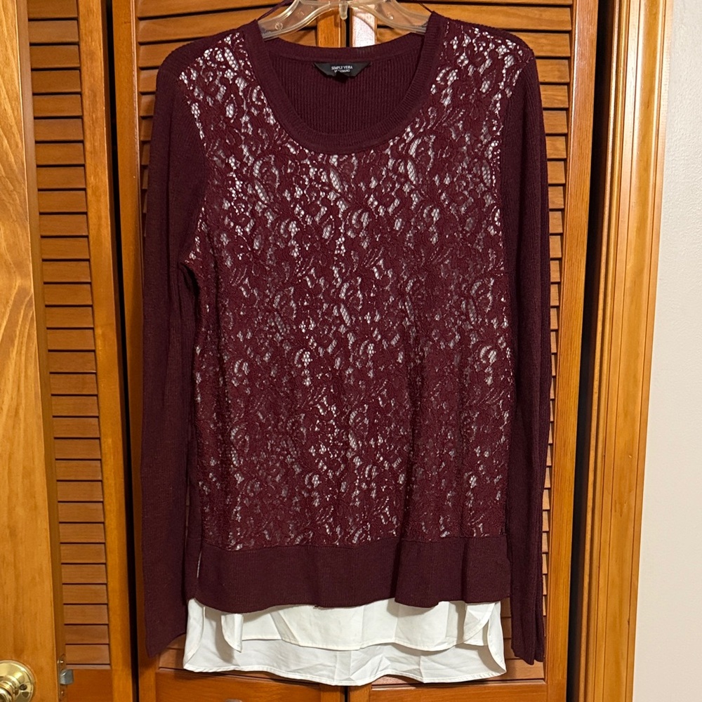 Simply Vera Vera Wang Burgundy Sweater